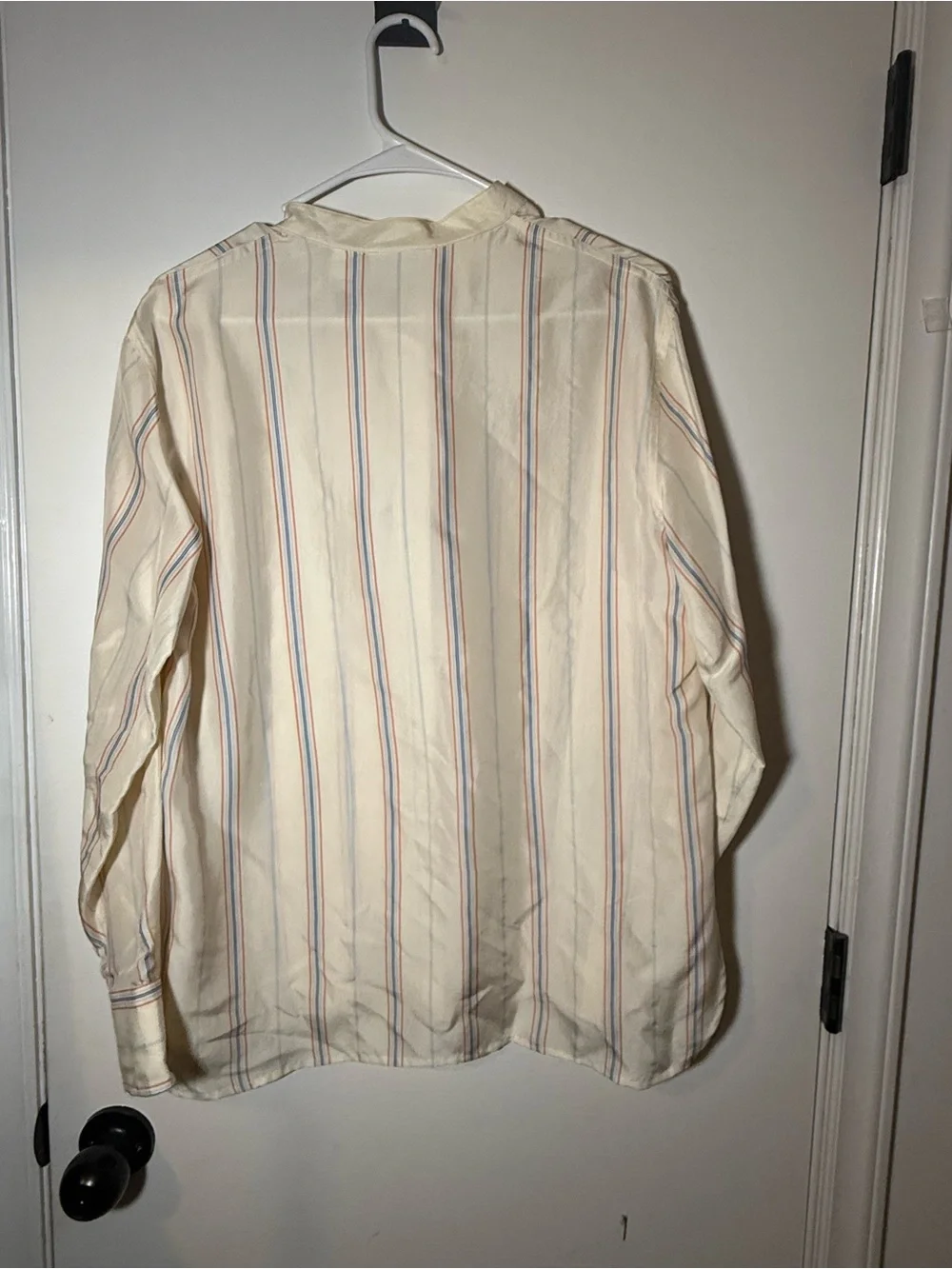 Liz Claiborne Cream Striped Band-Collar Shirt - Picture 6 of 6